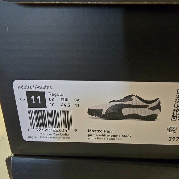 Puma Mostro PERF Puma White Puma Black 397331-01 US MENS SHOES SIZE 11 NEW - Picture 10 of 10